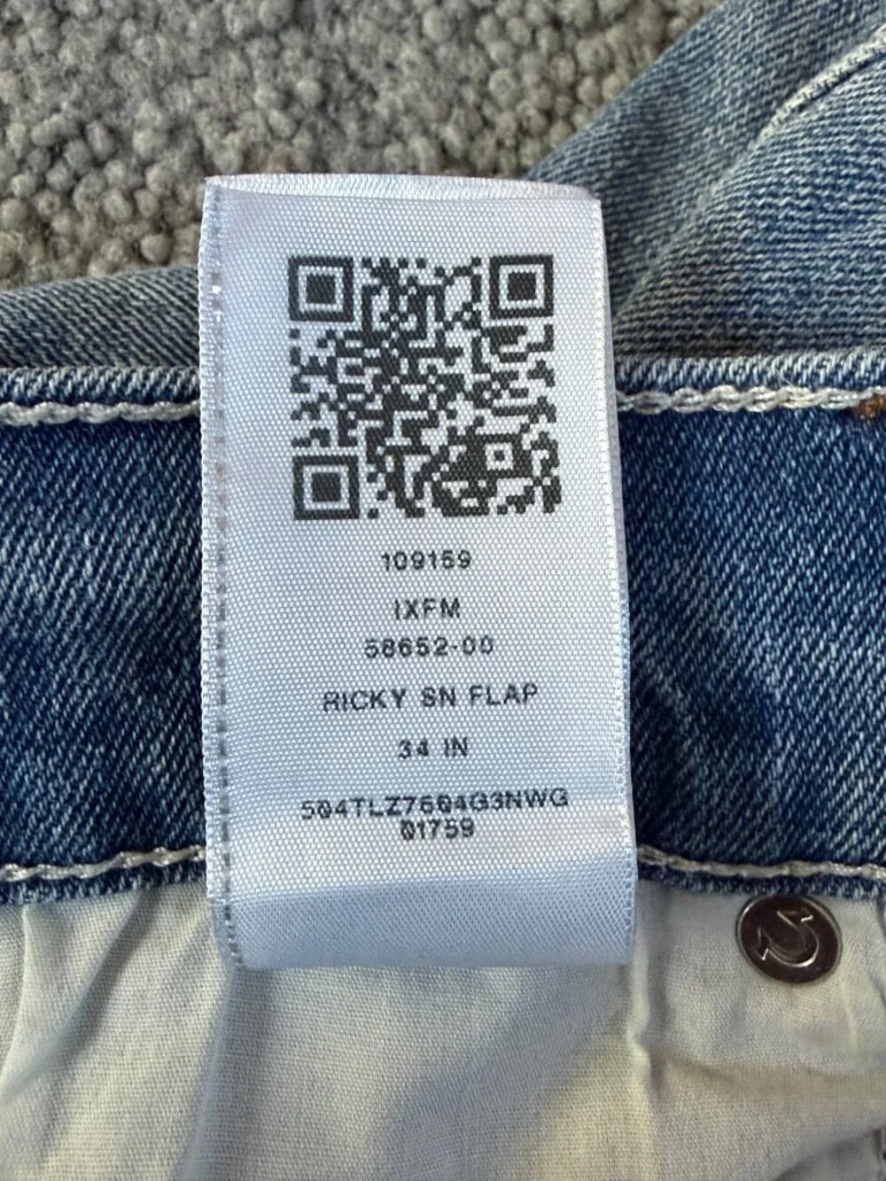 True Religion Ricky Relaxed Straight Flap Jeans Light Wash Stretch Men's 38x34